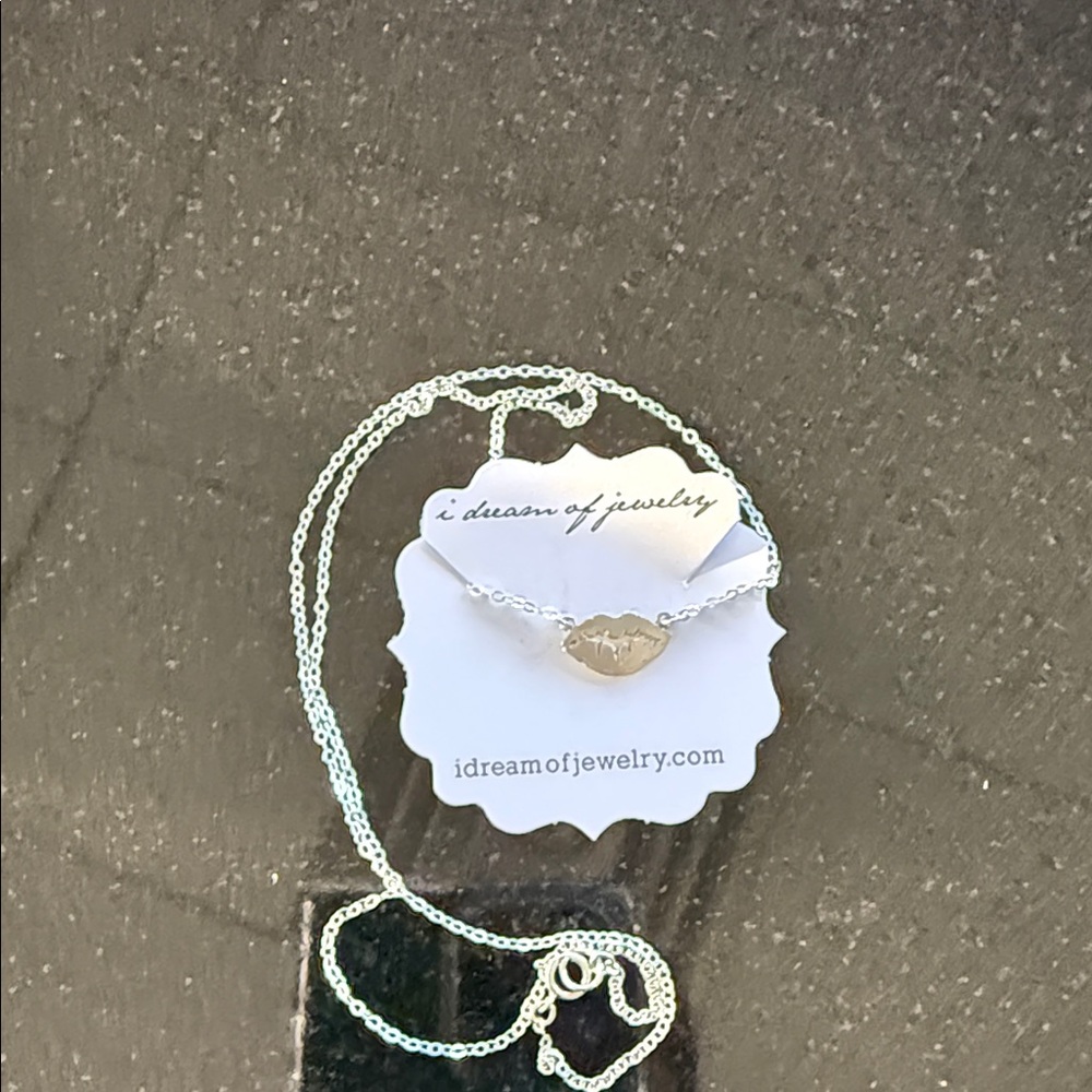 Silver Necklace with Small Lip Pendant